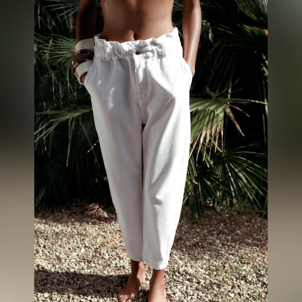 Zara High Waisted Paper Bag Jean